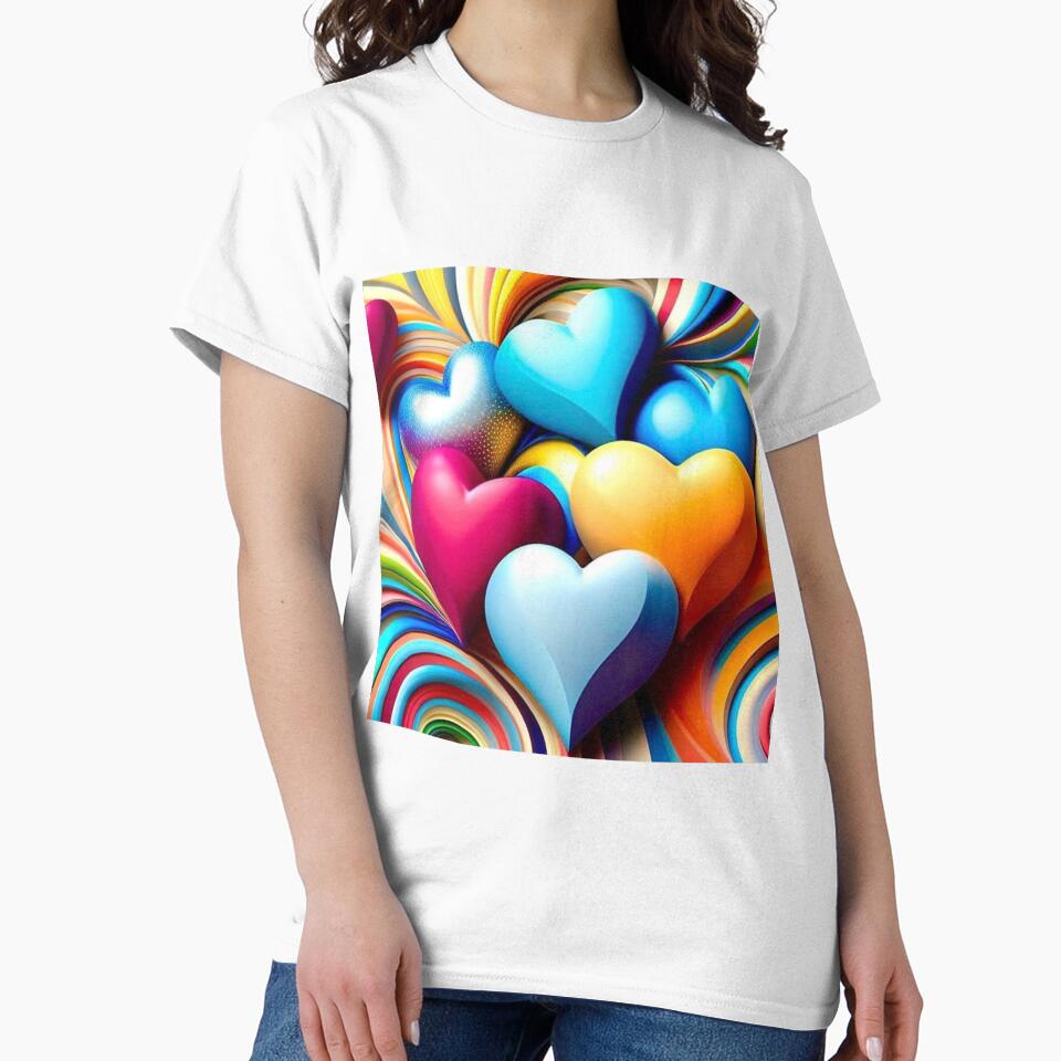 3D Colorful Hearts Design – Vibrant Romantic Graphic for Apparel & Home Decor by Compass and a Camera