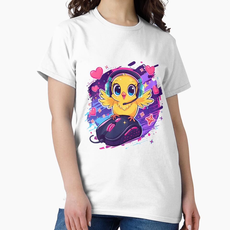 Cute Gamer Chick Sticker | Kawaii Gaming Chick with RGB Headset & Gaming Mouse | Anime Baby Bird Gamer | Gaming Gift by dreamz-world