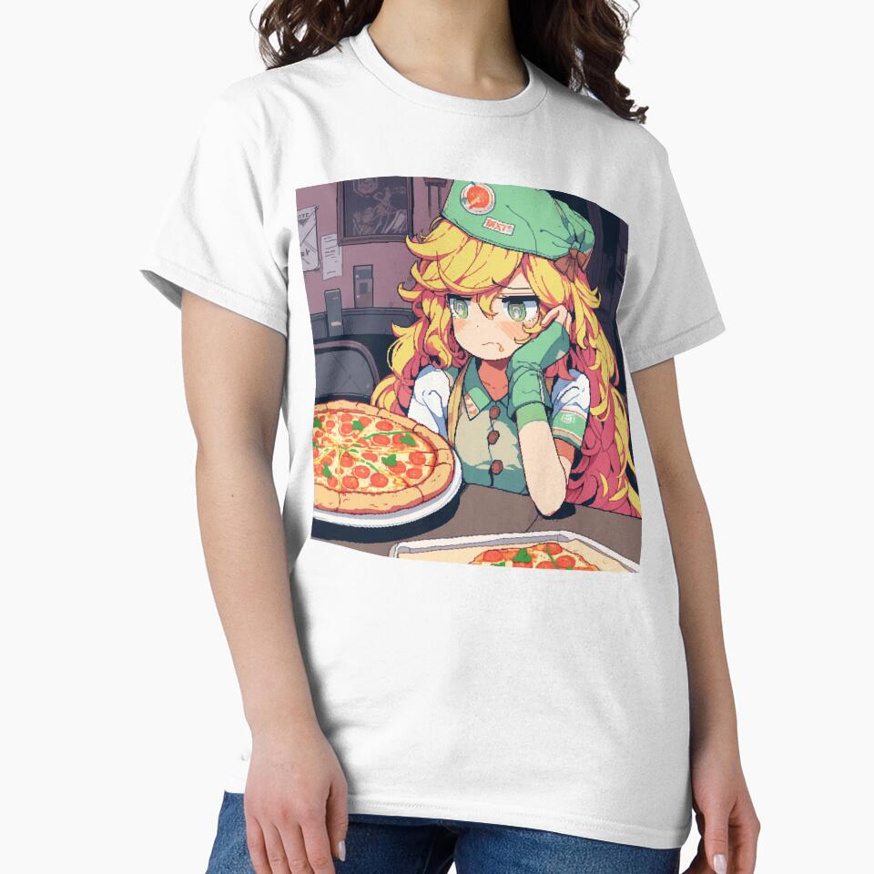 Kawaii Anime Pizza Girl – Cute Food Anime Design by madkiitten Unisex