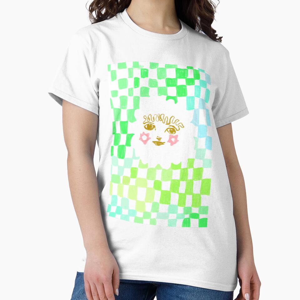 Quirky Face Green Blue Turquoise Happy Smiling by Megan O'Brien