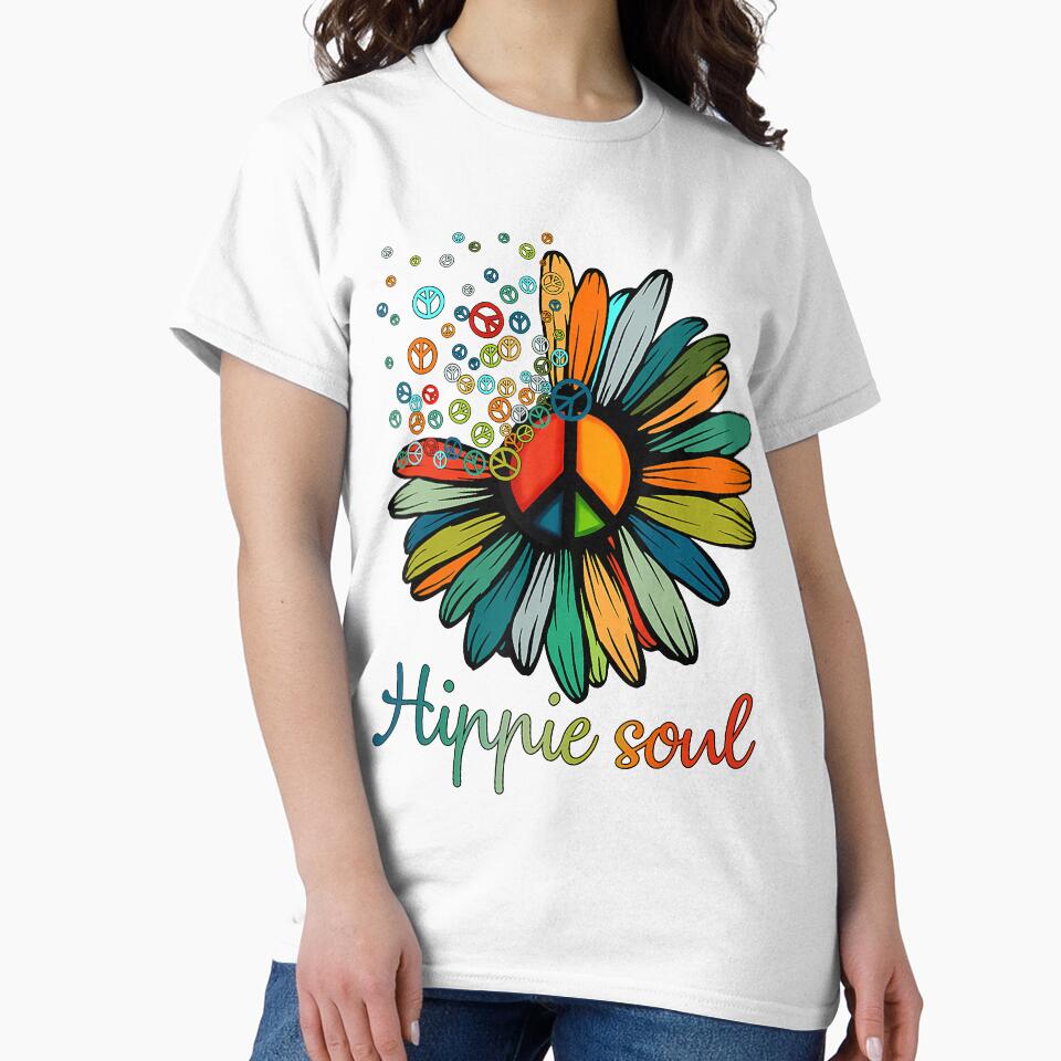 Daisy Peace Sign Hippie Soul Tshirt Flower Lovers Gifts by AntonetteSimo Unisex
