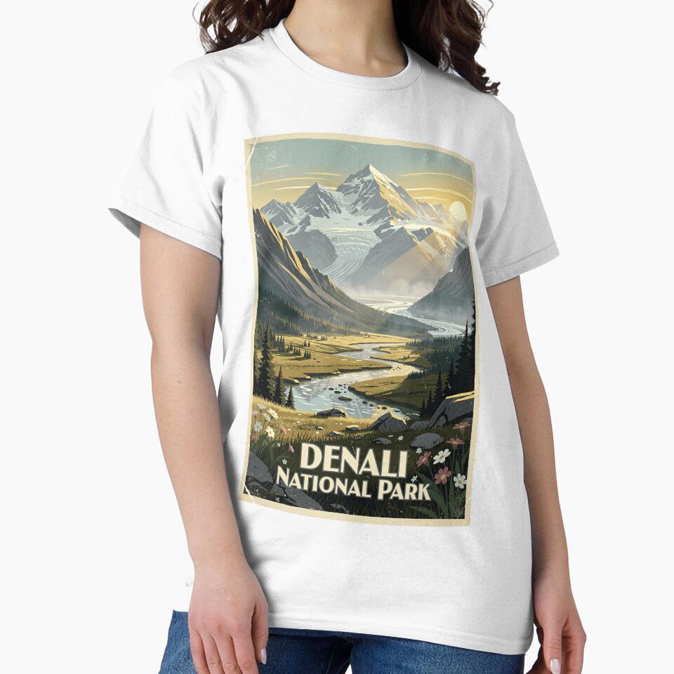 Denali National Park Vintage Travel Art by Teelogic