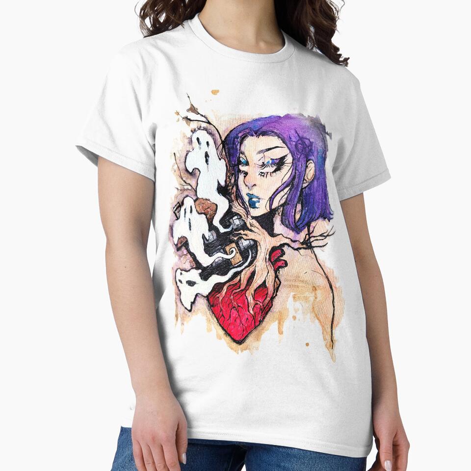 Ghost Haunted House Alt Girl Art Design - Spooky Halloween Shirt - Unique Gifts for her by DearhoneyandArt