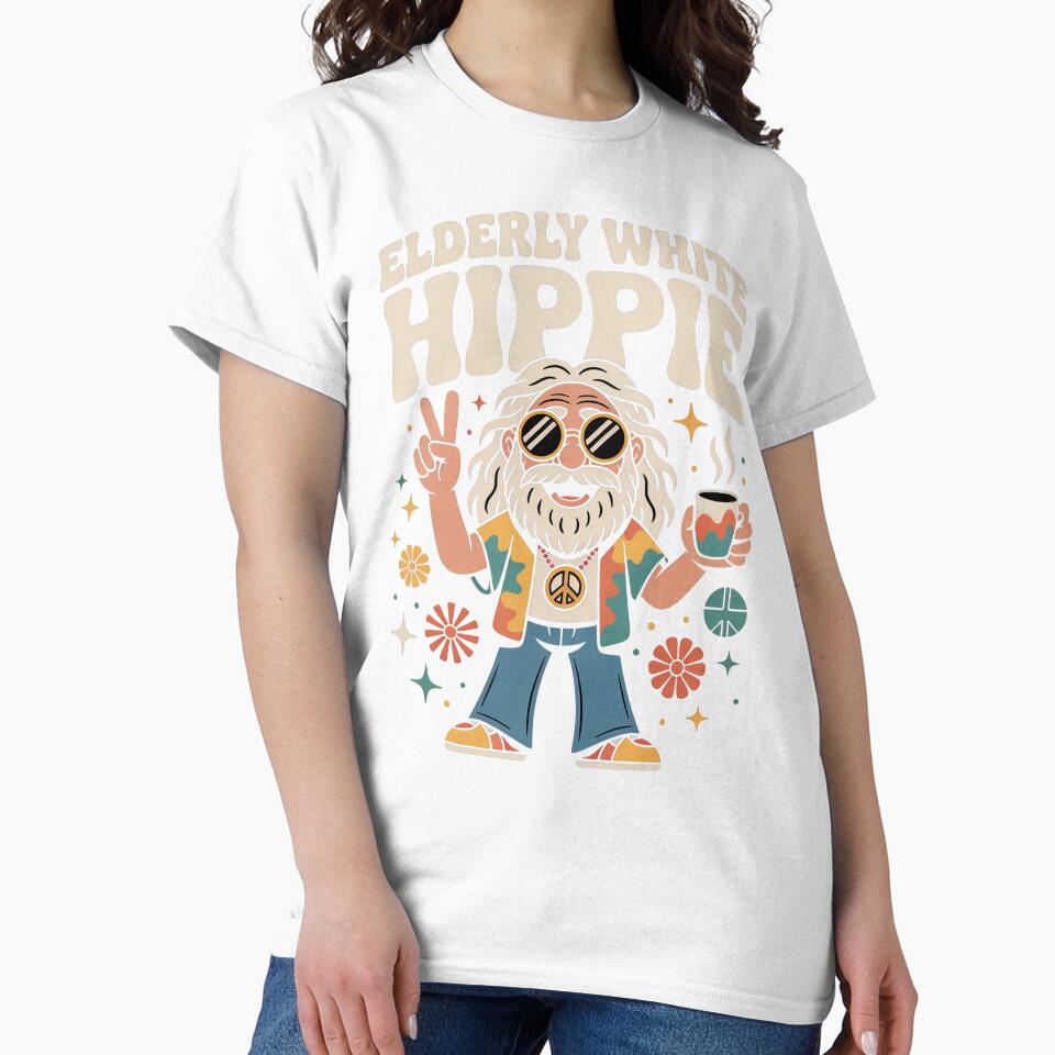 Elderly White Hippie Retro Design – Peace and Love Vintage Style by PosiMCreations Unisex