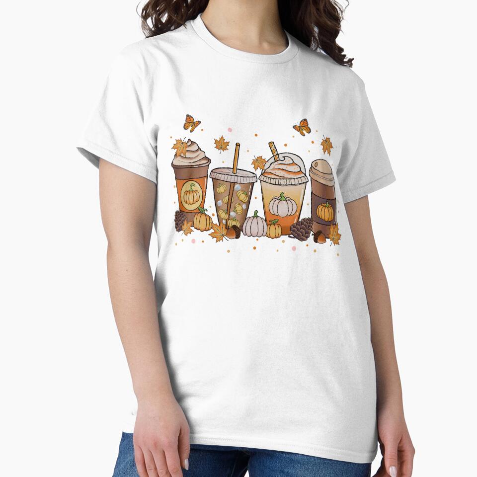 Fall Coffee Drink Pumpkin Autumn leaves Tshirt Phone cover by KreativKulture