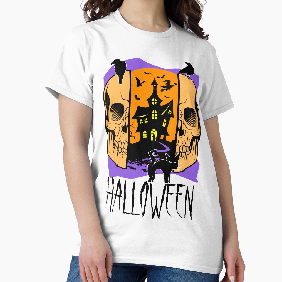 Halloween Haunted House (Purple Background) by TextAndVectors