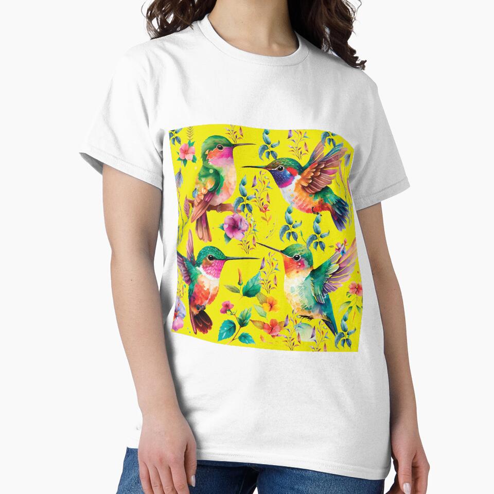 HUMMINGBIRDS ON YELLOW- HUMMINGBIRDS ON YELLOW by ORIGENcreate