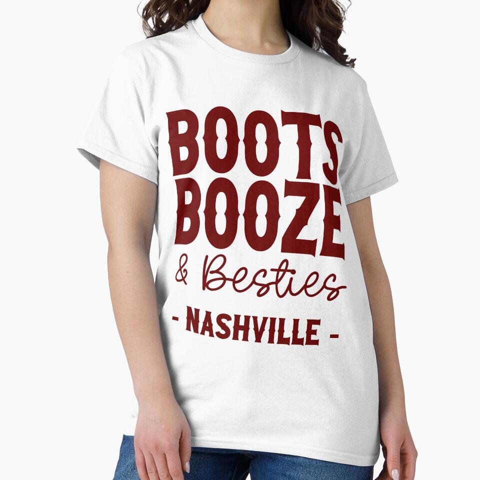 Nashville Bachelorette Party Dark Red Boots Booze and Besties Country Western Design by mysticblvd