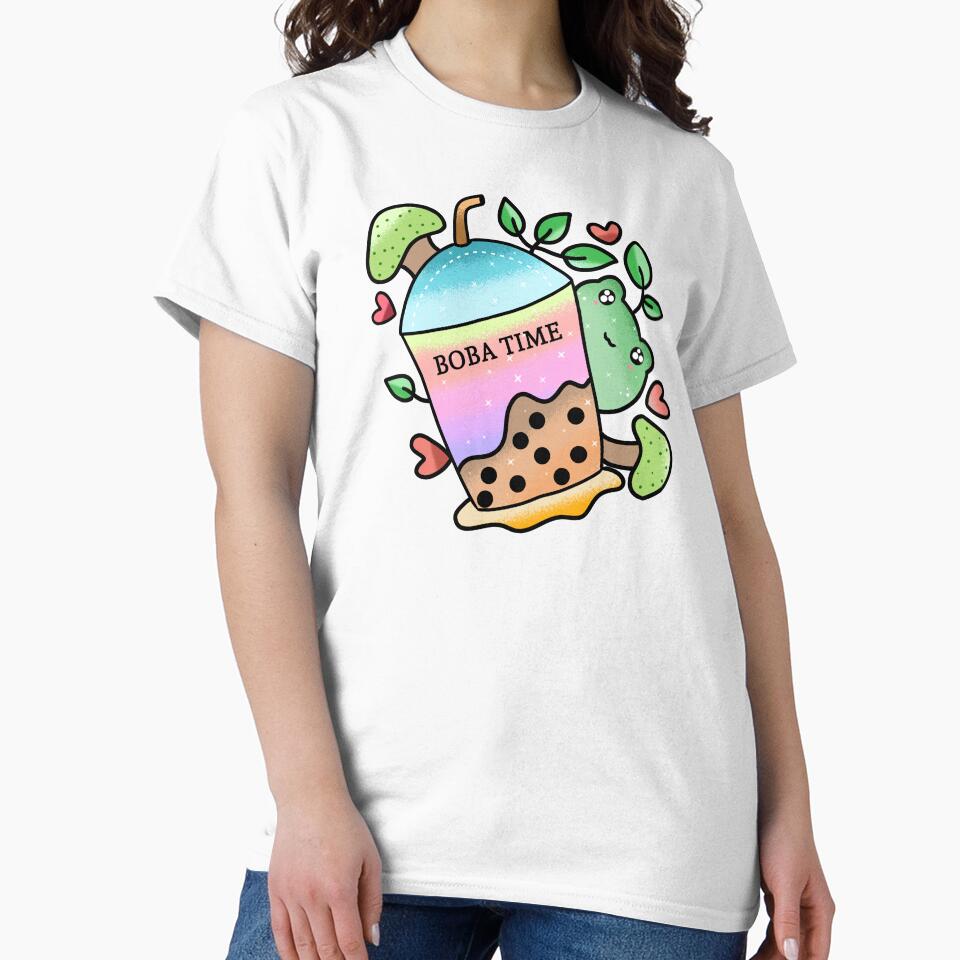 Kawaii Cute frog drinking boba tea by Quacktails Unisex