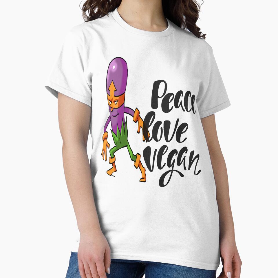 Peace Love Vegan Eggplant Hero Foodie Vegetable Superhero by ProjectX23