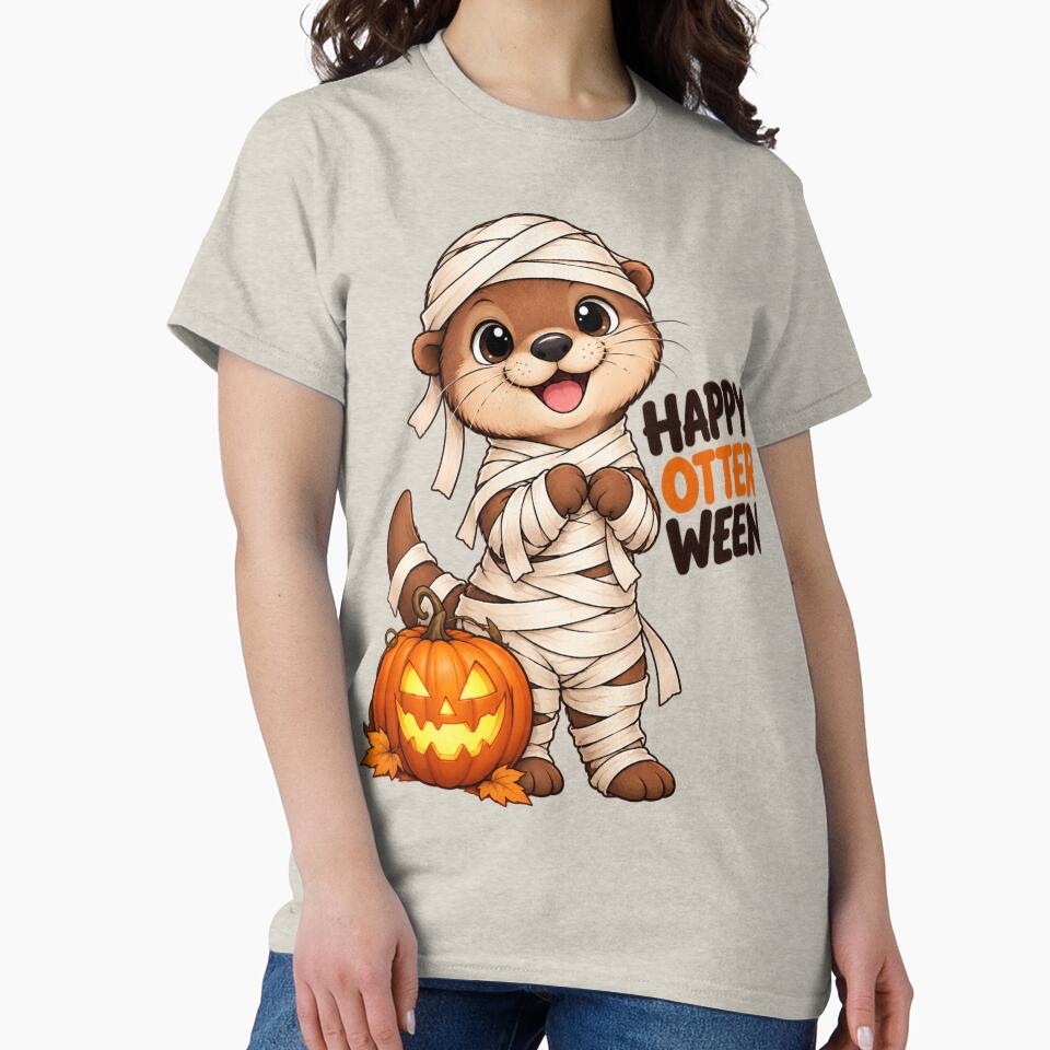 FUNNY OTTER MEME COLLECTION - Happy Otterween Mummy Otter Halloween Pumpkin by MiraLumeStudio