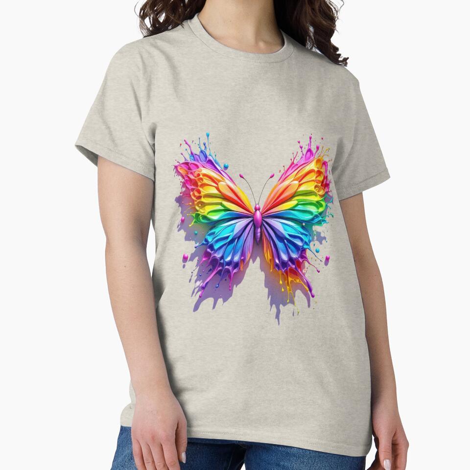 Rainbow Splash Butterfly 3D Effect Print by TheGaliyaStudio