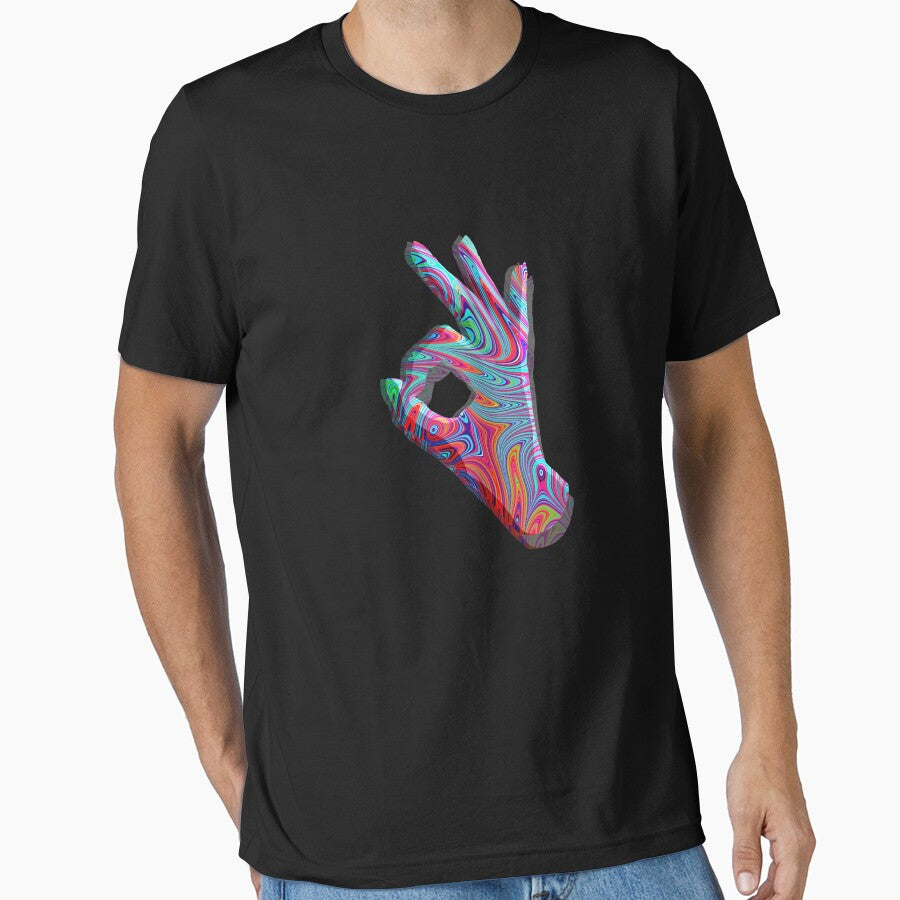 Psychedelic Trippy Okay Hand Sign Rave Watercolor Sublimation by noirty