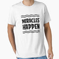 Positive “Miracles Happen” Pink – Uplifting Motivational Tee with Bold Typography and Wavy Line Design for Everyday Inspiration by National Cyber Security Training Academy