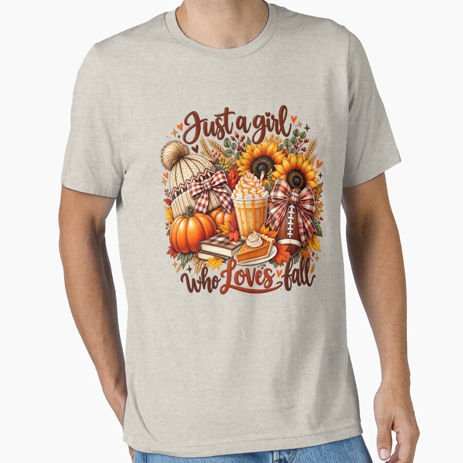 Just a Girl Who Loves Fall Pumpkin Football Coffee Autumn Cozy Seasonal by Rtcraftani