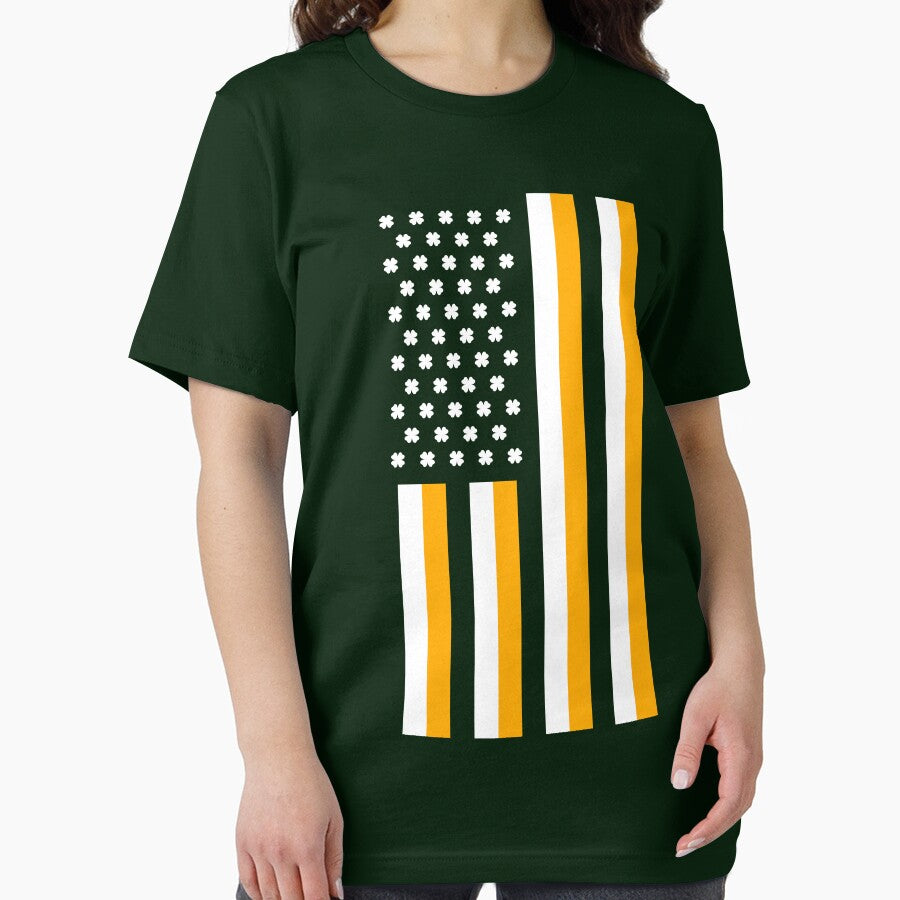 American Flag - St Patricks Day Style with Four-Leaf Clovers by SpecialtiesShop