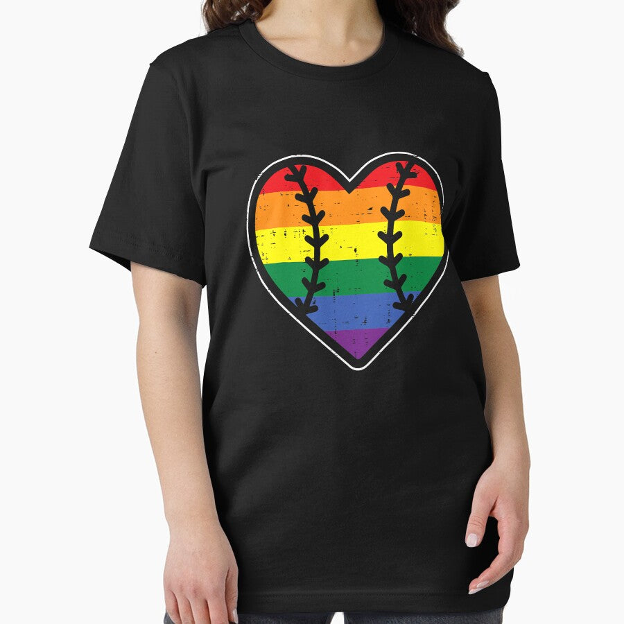 Baseball Heart Sport LGBTQ Rainbow Flag Gay Pride Ally by MichelSorour