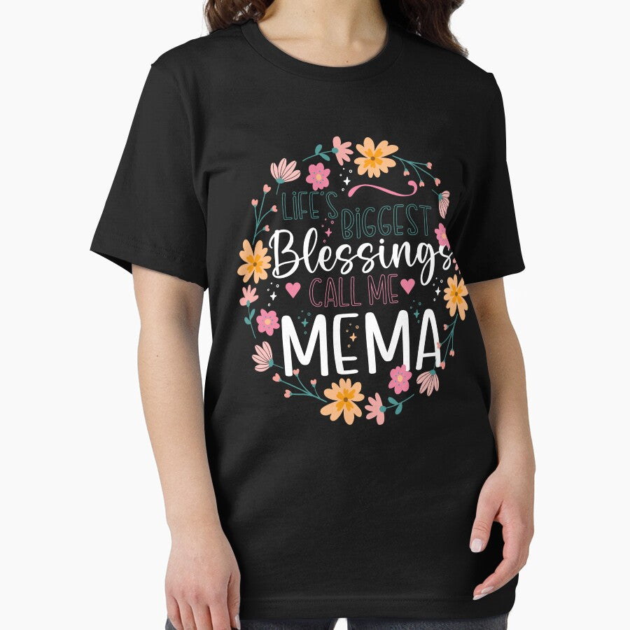 Life’s Biggest Blessings Call Me Mema – Floral Grandma Quote Design by Tujzui