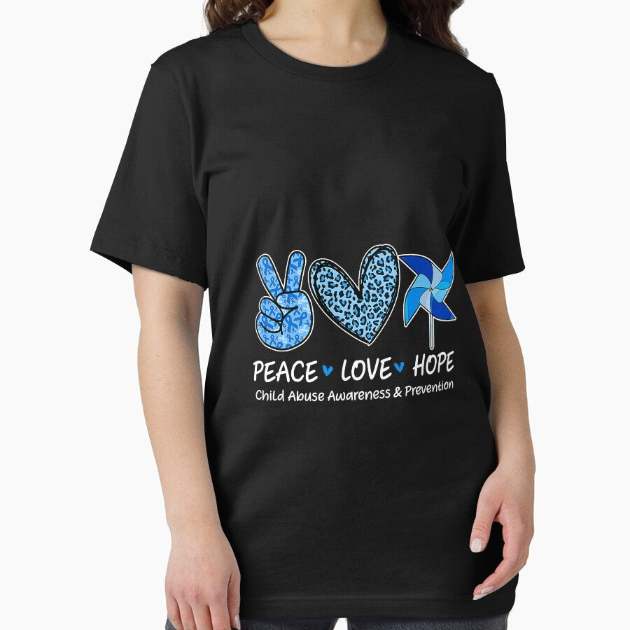 Peace Hope Love Tshirt Child Abuse Awareness Pinwheel Premium by AnitaJGreenspan Unisex