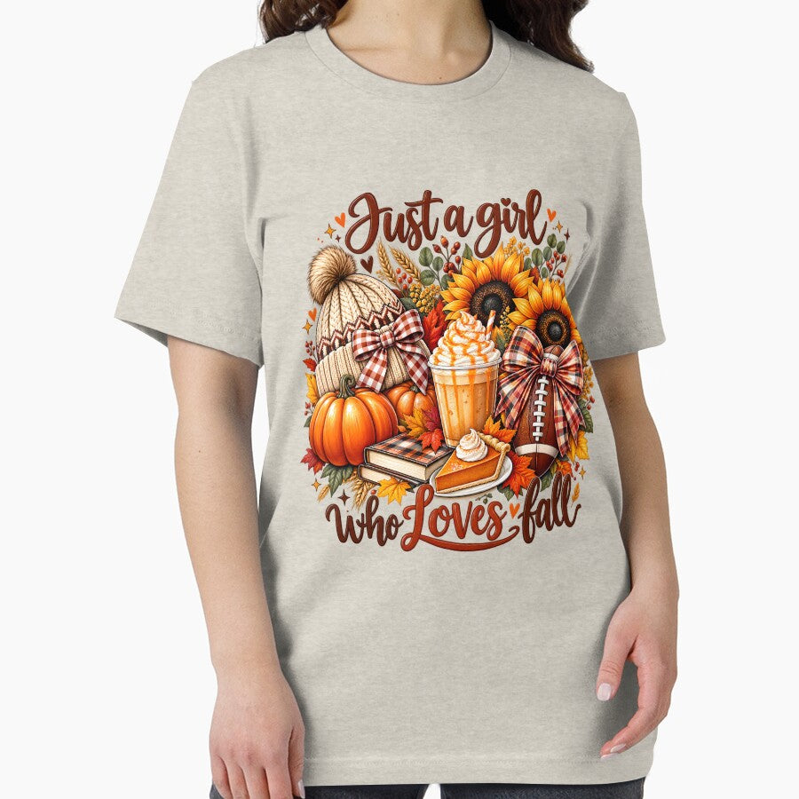 Just a Girl Who Loves Fall Pumpkin Football Coffee Autumn Cozy Seasonal by Rtcraftani