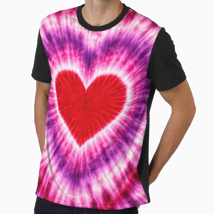Heartburst Tie-Dye Valentine Heart Background – Pink Purple Red Radial Spiral Seamless Pattern Design by SezzyDesigns