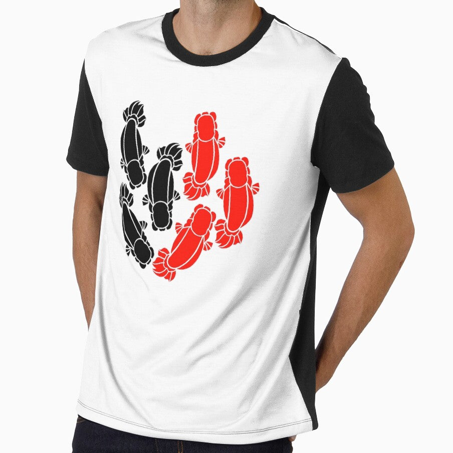 Ranchu Full Red and Full Black Goldfish Logo 0414 by Nosnah