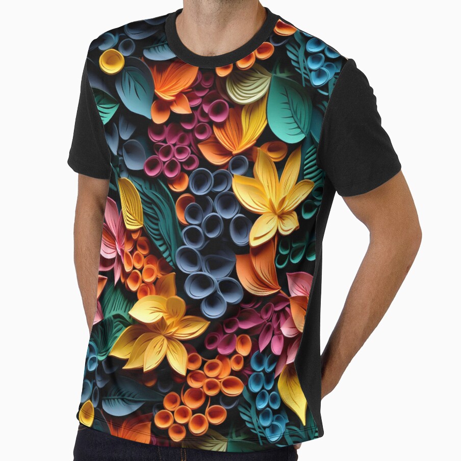Multicolor Aesthetic 3D Style Foliage Pattern by mondmakes