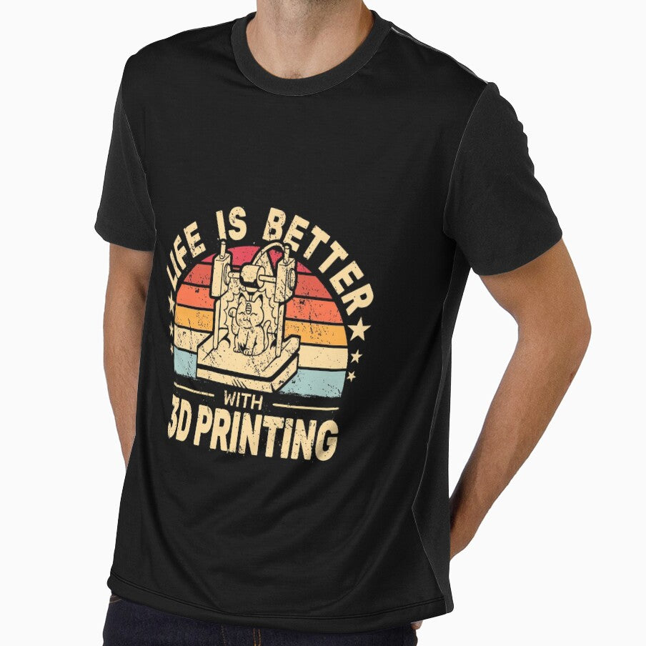 Life Is Better With 3D Printing Retro Cat Women 3D Print by JosephineEdith1