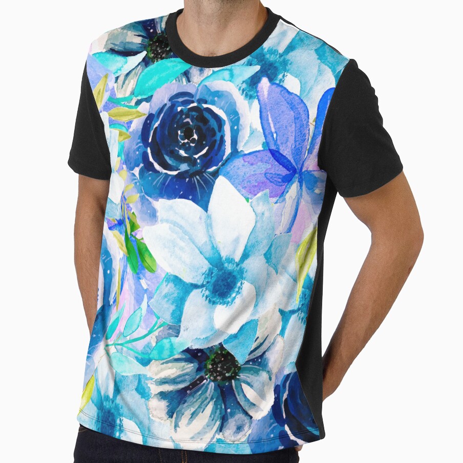 Light Blue Watercolor All Over Floral Pattern by Designs By YL