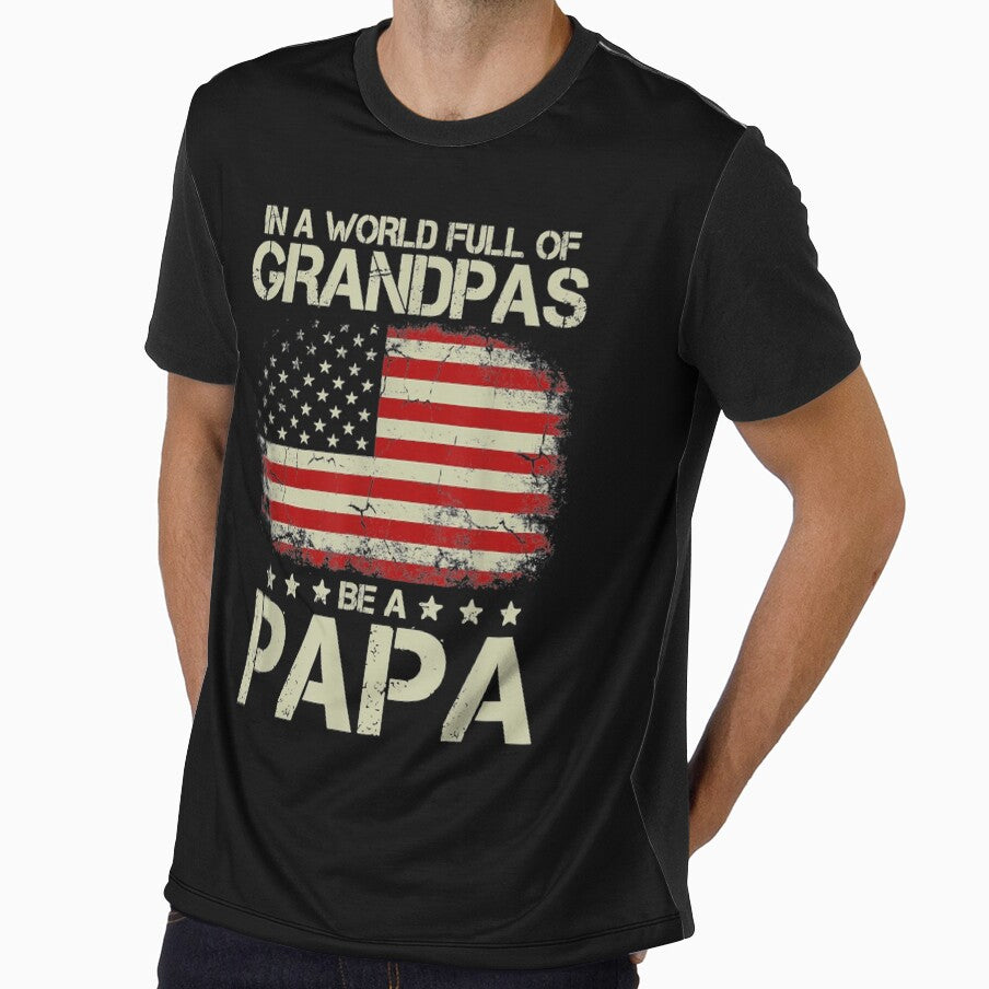 Mens Grandpas In A World Full Be A Pawpaw Grandpa American Flag by zpruby