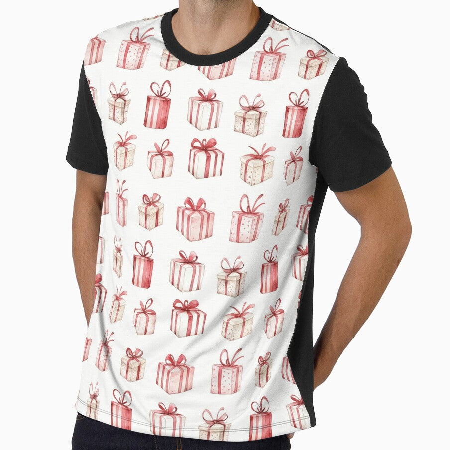 Red White Candy Cane Christmas Gifts Watercolor All Over by Feeling Artsy
