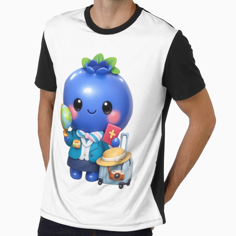 Cute Blueberry Travel Agent | Kawaii Travel Fruit Character by Moons Studio