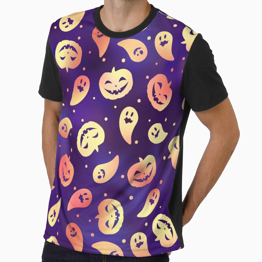 Happy Halloween Funny Pattern with Pumpkins and Ghosts by UniQueensShop