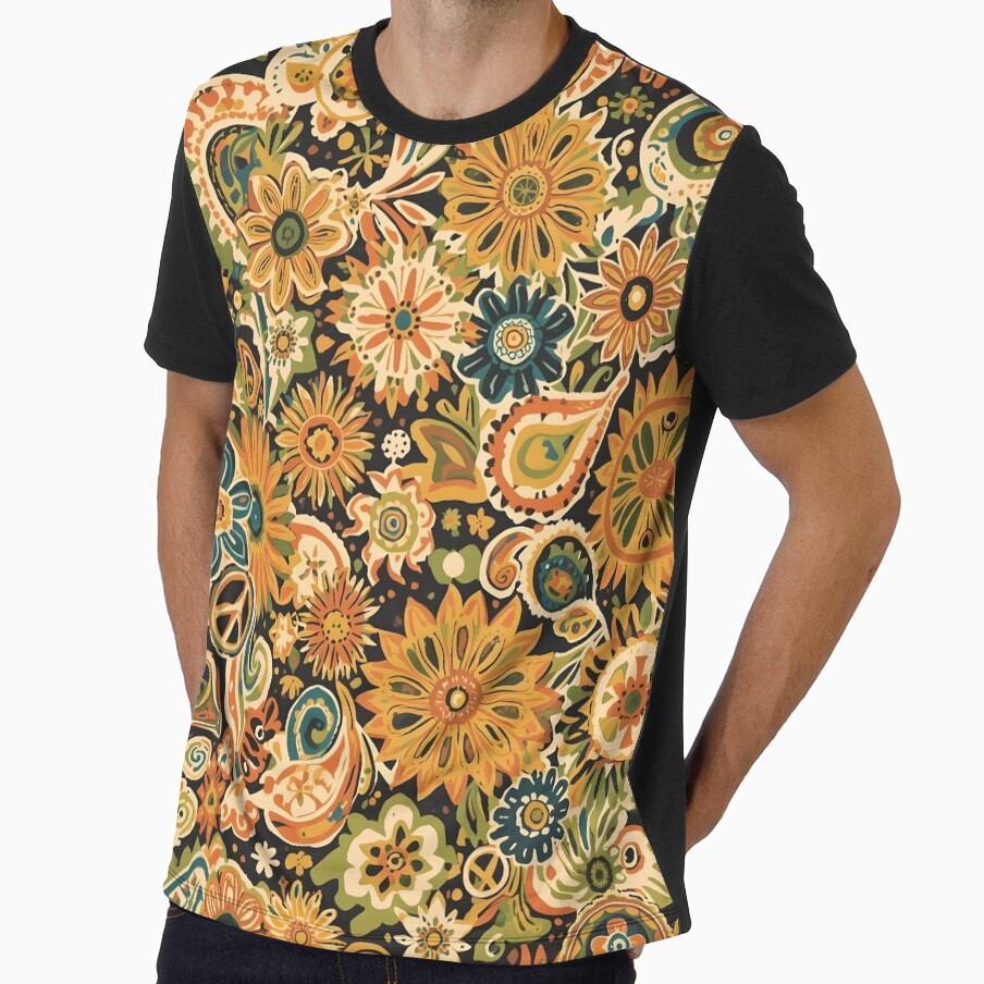 Vintage Organic Paisley Abstract Retro Fashion Print by NK-Studios