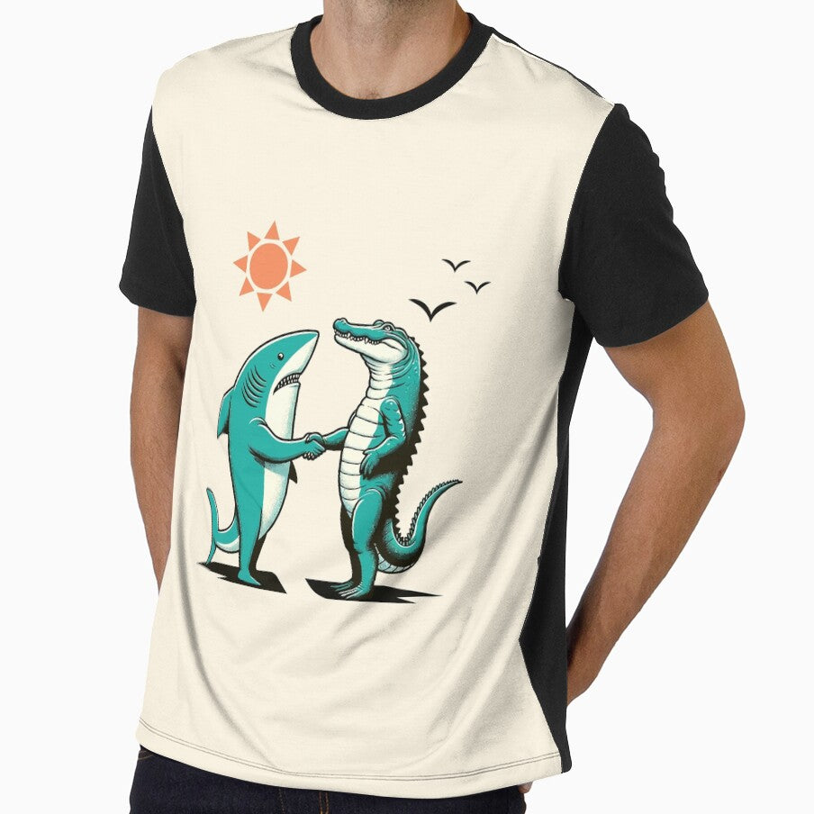 A shark and an alligator shaking hands by ArtBoyss