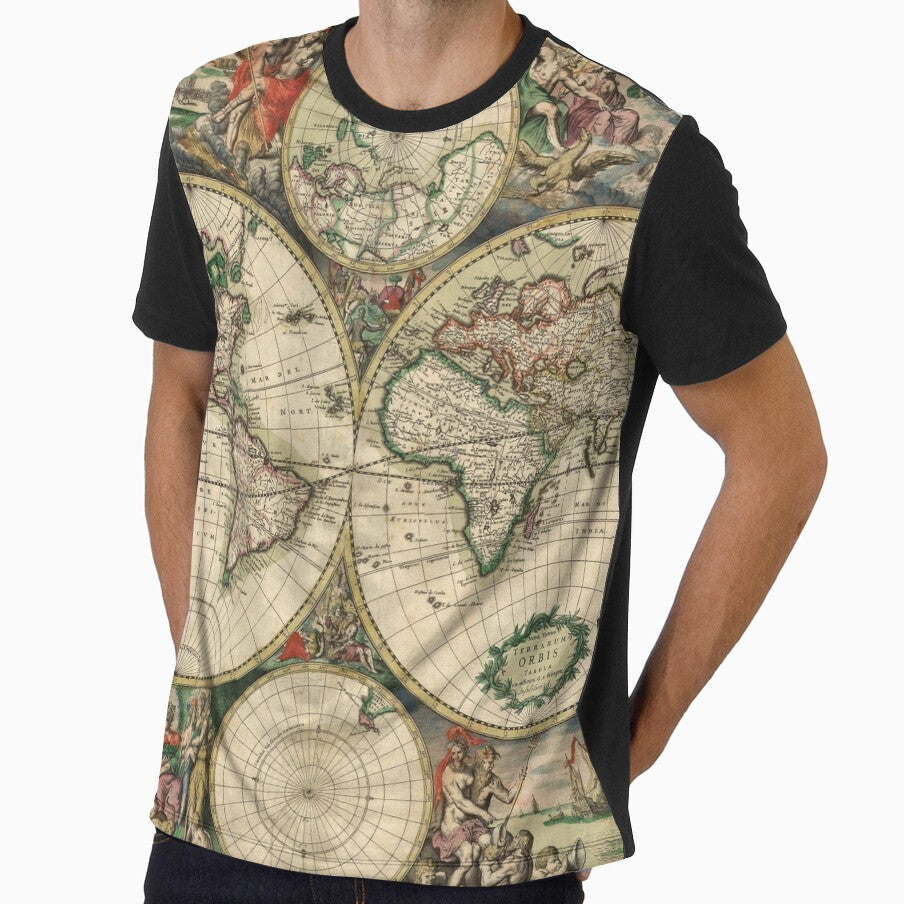 Explore the World Unisex All Over Print Vintage Rustic World Map 1689 by DonaldsGraphics
