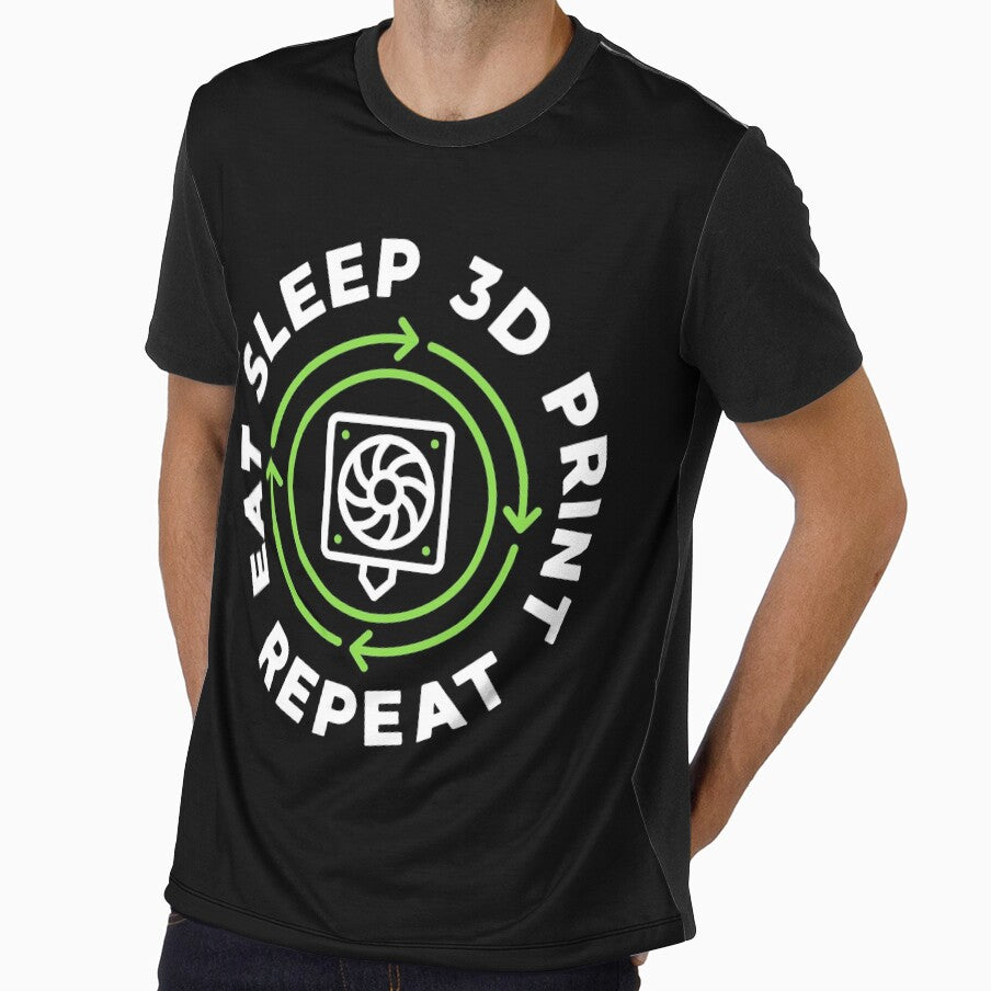 Eat Sleep 3D Print Repeat - 3D Printing creative design for Additive Manufacturing geeks by venomousvector
