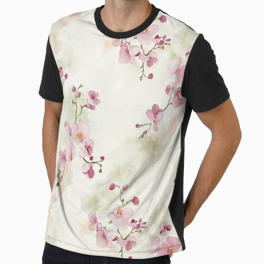 Pink Orchids Flowers Watercolor All Over by Feeling Artsy