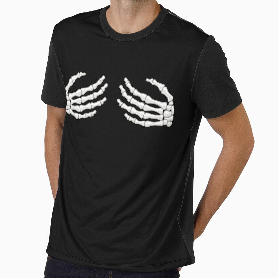 Skeleton Hands On Breast Funny Halloween Lazy Costume for Women by AnyKitty