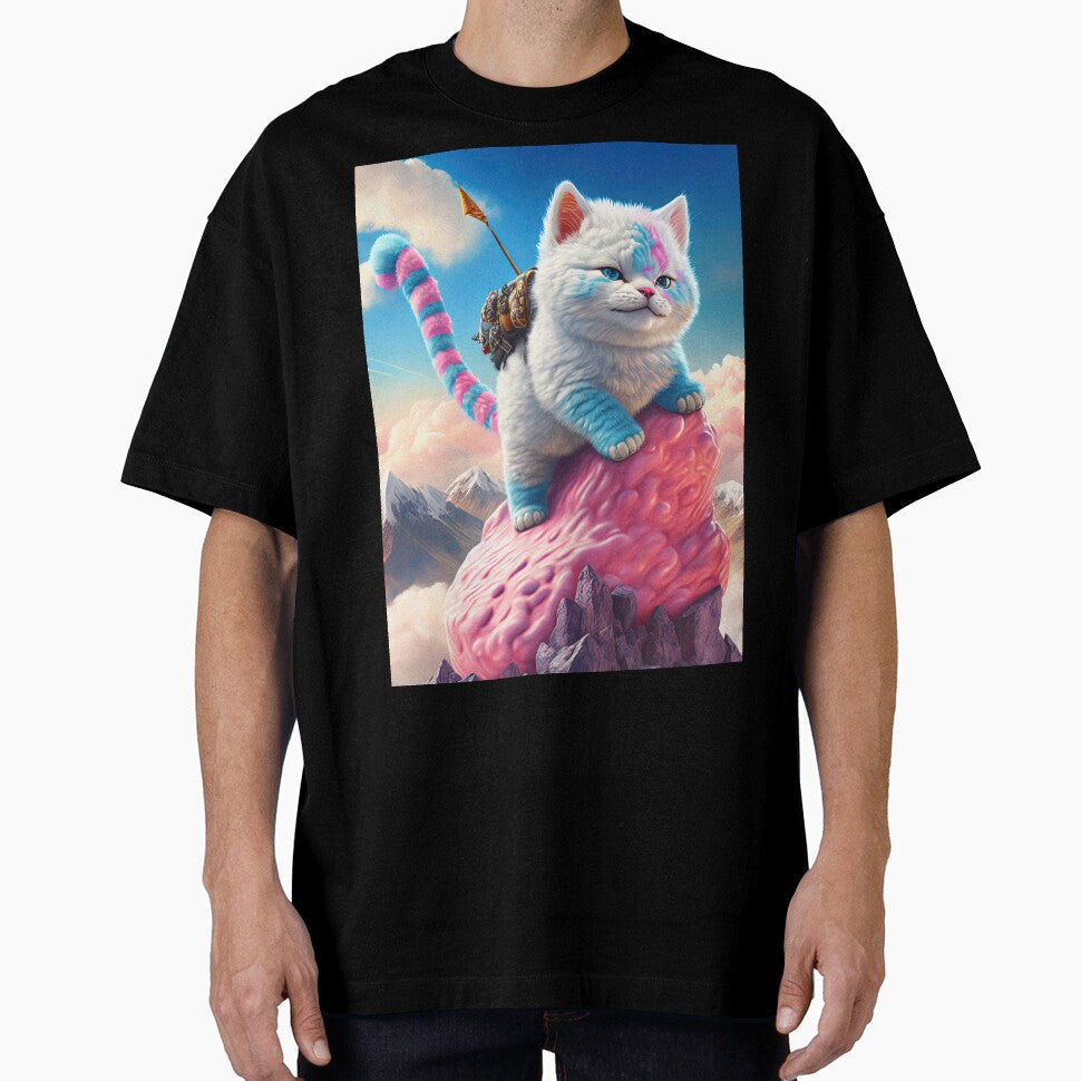 Cotton Candy Cat Climbing Candy Mountain by Trippinink- Unisex