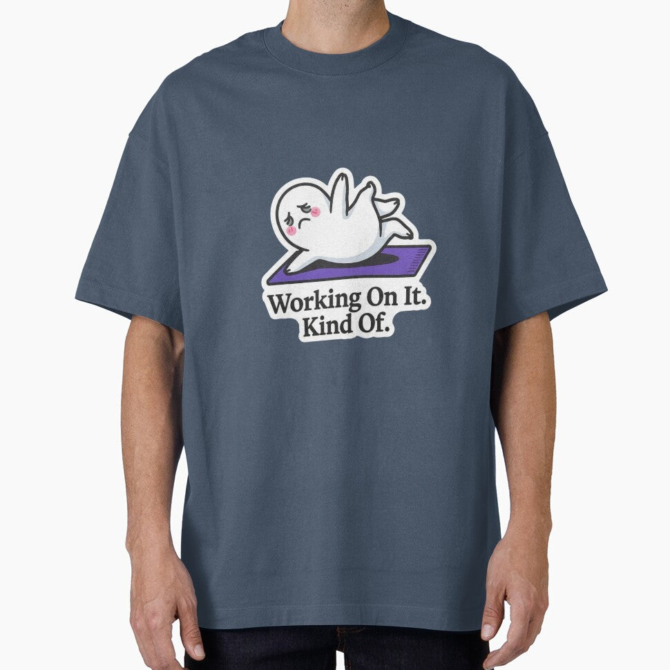 Working On It Kind Of Ghost Yoga Fail Funny Design by BooDesignStudio