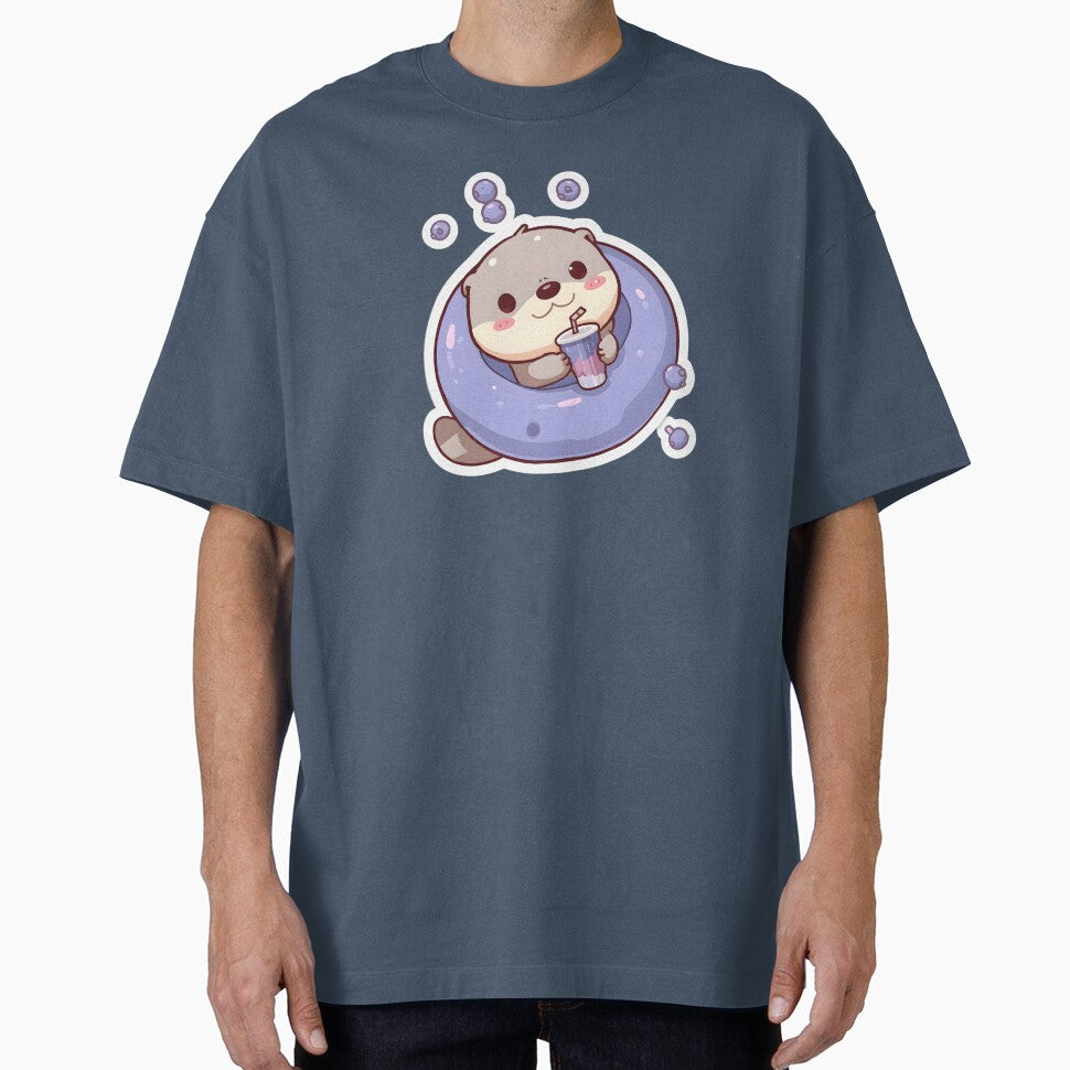 Kawaii Otter Blueberry Float – Cute Chibi Summer Otter by UnRealS