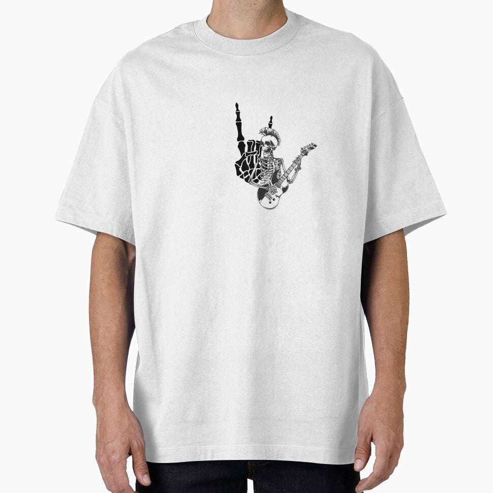 Rock On Skeleton – Punk Halloween Skull with Guitar and Hand Sign by Geafixy