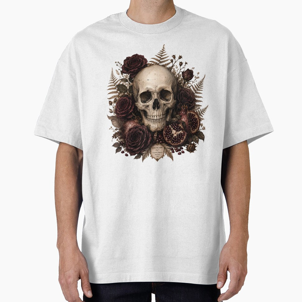 Memento Mori Skull - Gothic Dark Academia Roses and Pomegranate by Neurospicy Trolls