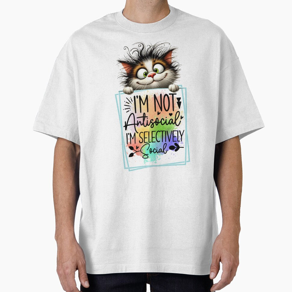 Selective Social Cat – Funny Introvert Mood by Szpaku desart Unisex