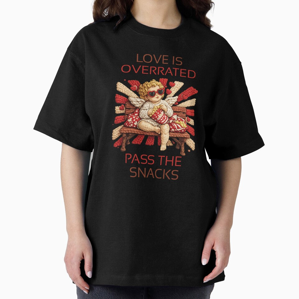 Funny Valentine Cupid | Love Is Overrated Pass the Snacks | Anti Valentine by Printlytee