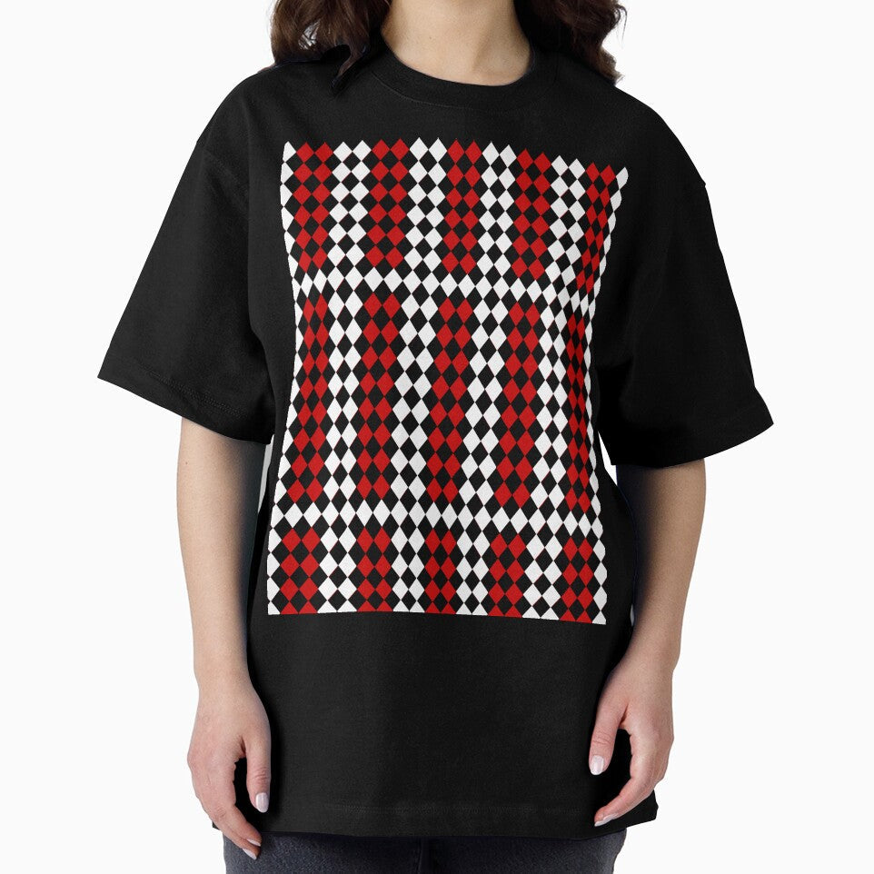 Diamond Harlequin Pattern – Red Black White Argyle by Zaya_art Unisex