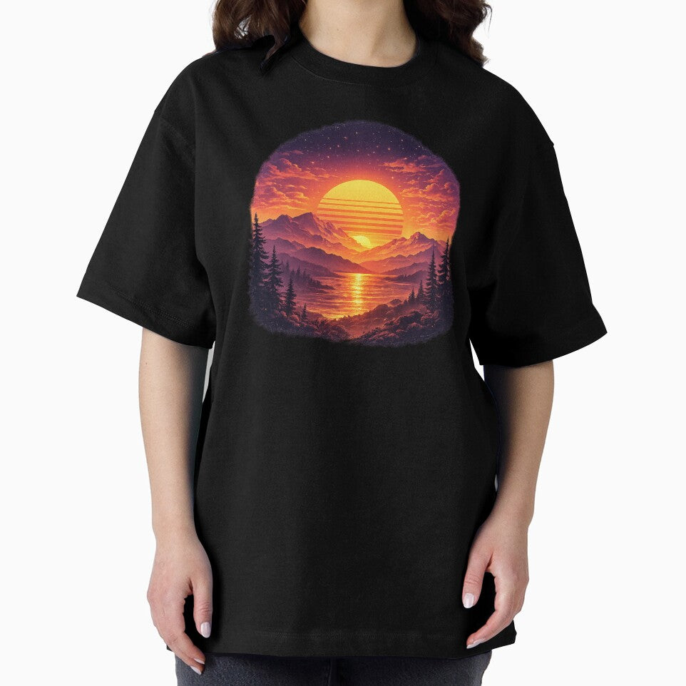 Retro Mountain Sunset Landscape by Daily Spark Designs