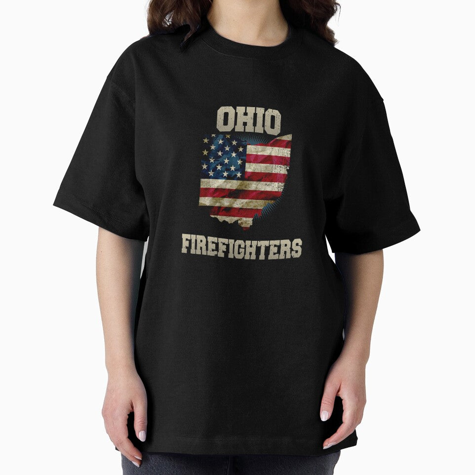 Ohio Firefighter Gift Strong Heroic Proud American US Flag by djpraxis