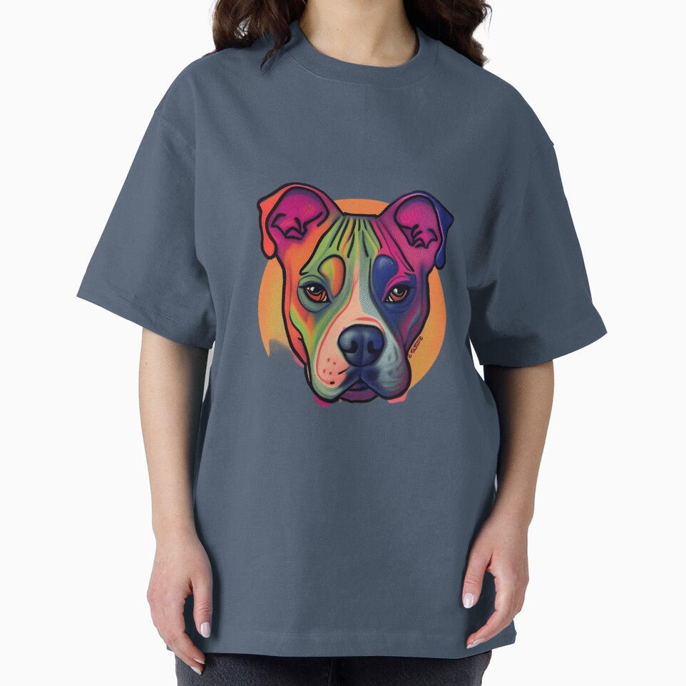 Retro Sunset Colorful Pit Bull by Alex-JuJu